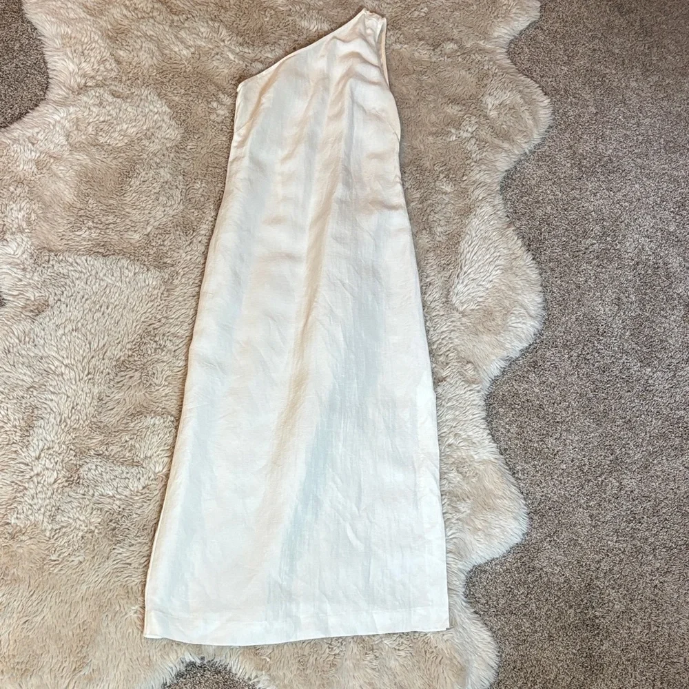 Madewell One Shoulder‎ Midi Linen Blend Dress